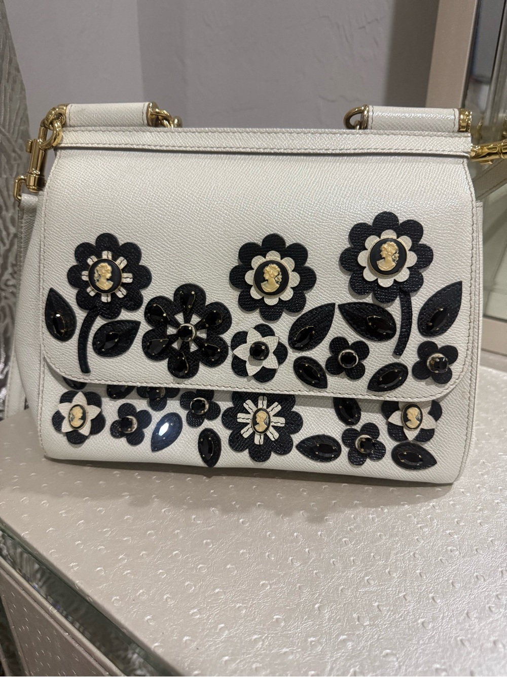 Authentic Limited Edition Dolce & Gabbana Floral Embellished Sicily Bag